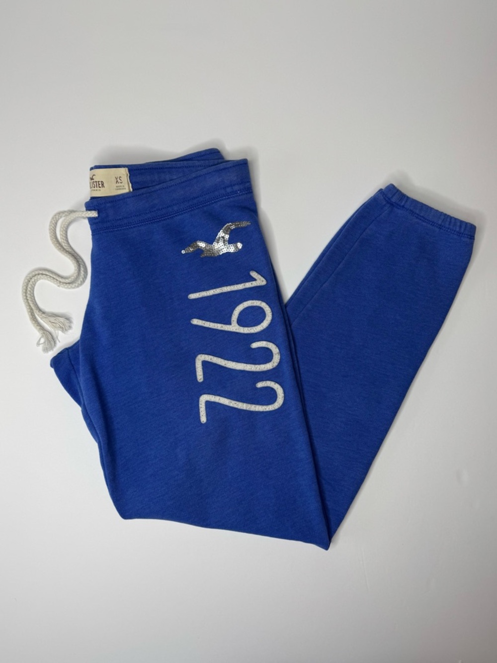 Hollister Y2K Jogger Sweatpants XS Blue Logo Drawstring Lounge Pants